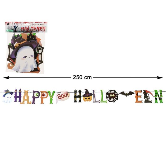 Guirnalda Happy Halloween 250 cm con Fantasma y Calabaza