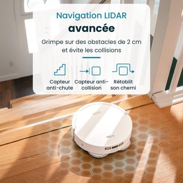 EZICLEAN All In One Z12 Ultra - Robot aspirador y mopa conectado con base de vaciado - 270 min - 14,4 V - 1,8 L - Blanco 4 EZICLEAN All In One Z12 Ultra - Robot aspirador y mopa conectado con base de vaciado - 270 min - 14,4 V - 1,8 L - Blanco 4