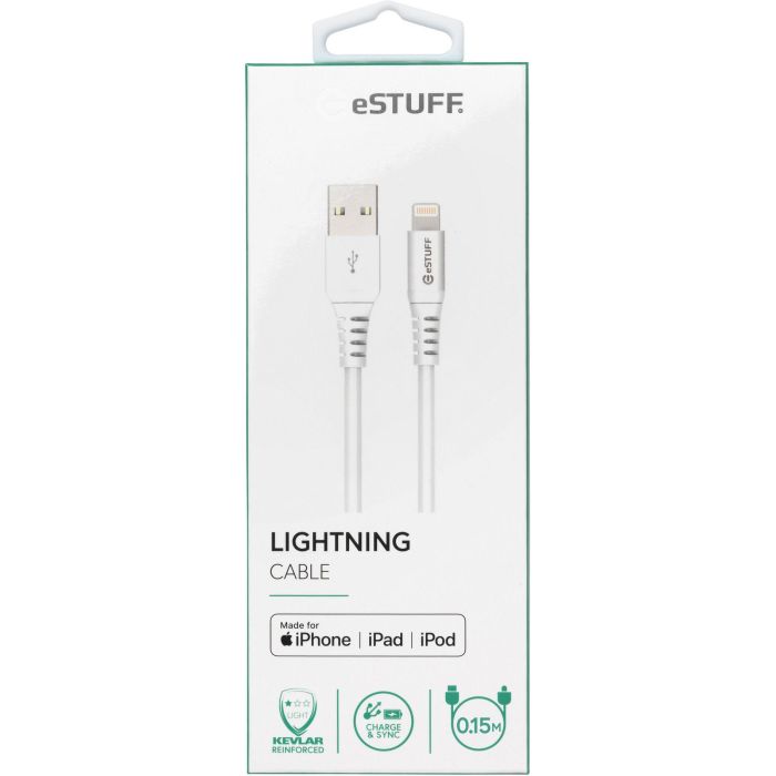 eSTUFF Lightning Cable MFI 0.15m White 1 eSTUFF Lightning Cable MFI 0.15m White 1
