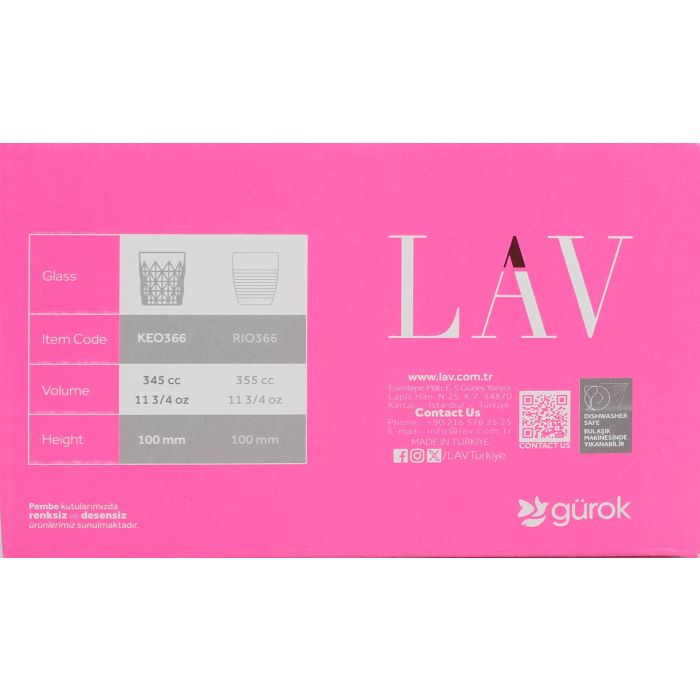 Lav Set 6 Vasos Keops 345 cc (8 Cajas)