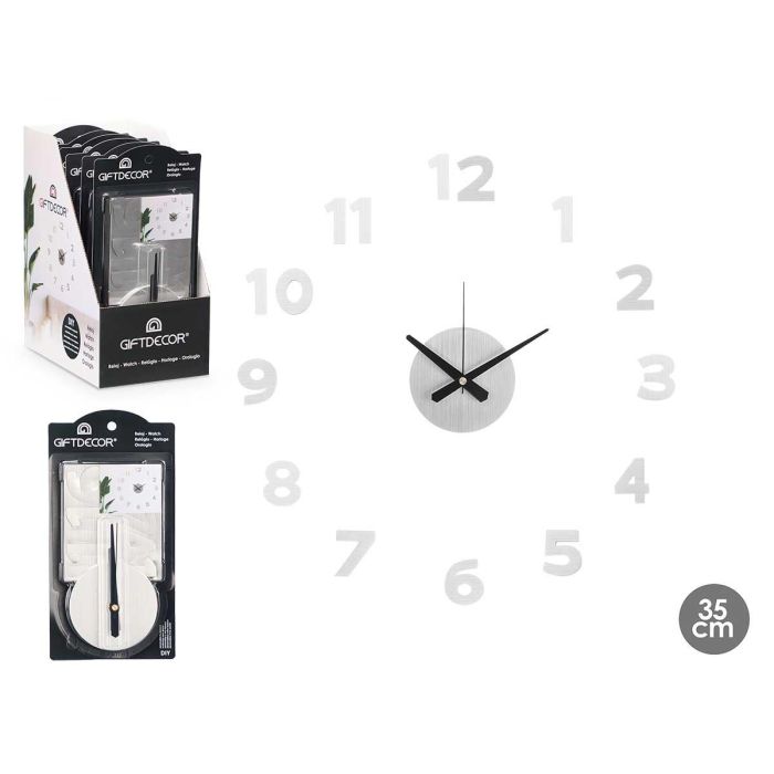 Reloj Pegatina 35 Cm Numeros Satinado Plata Giftdecor (12 Unidades) Reloj Pegatina 35 Cm Numeros Satinado Plata Giftdecor (12 Unidades)