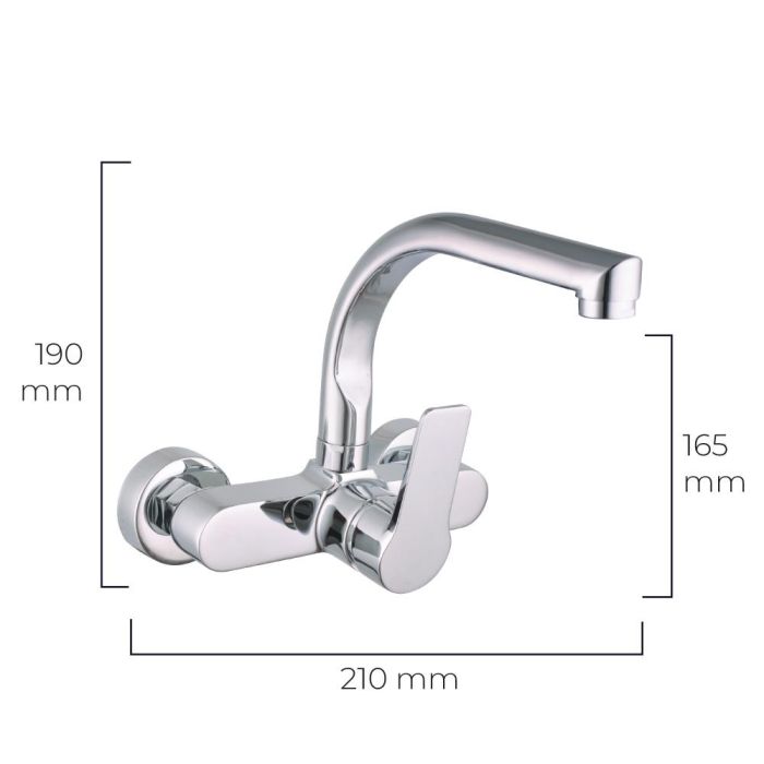 Edm Grifo monomando de cocina caño bajo empotrado serie Altea cromado, cartucho cerámico, cuerpo latón, ref.01189/01660/01668 1