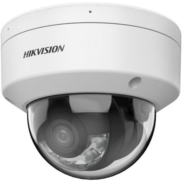 Hikvision Cámara IP domo 4MP Smart Hybrid Light ColorVu 2.8mm WDR IK10 IP67 Audio Alarma Luz Híbrida 30m
