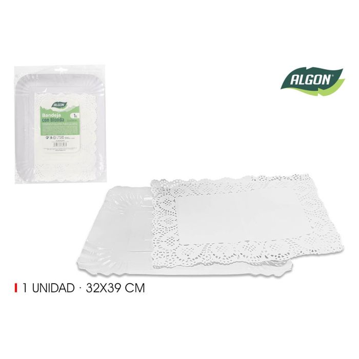 Bandeja rectangular blonda Algon 32x39 cm (36 Unidades) Bandeja rectangular blonda Algon 32x39 cm (36 Unidades)