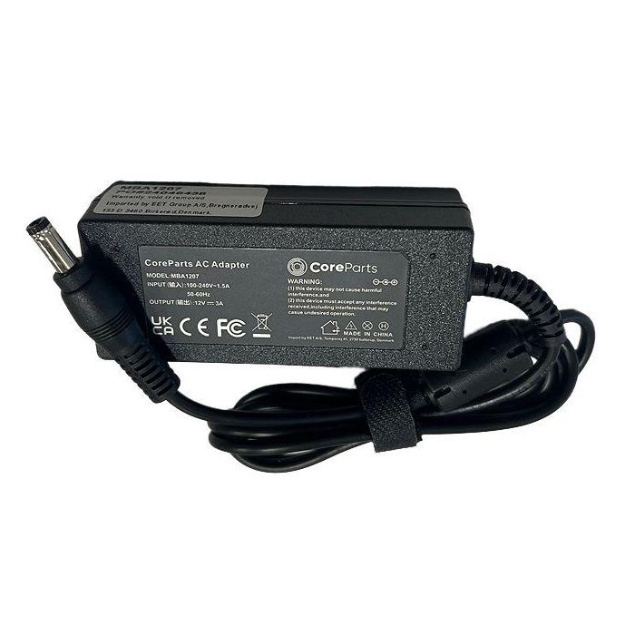CoreParts Power Adapter 36W 12V 3A Plug:5.5*2.5 Including EU Power Cord CoreParts Power Adapter 36W 12V 3A Plug:5.5*2.5 Including EU Power Cord