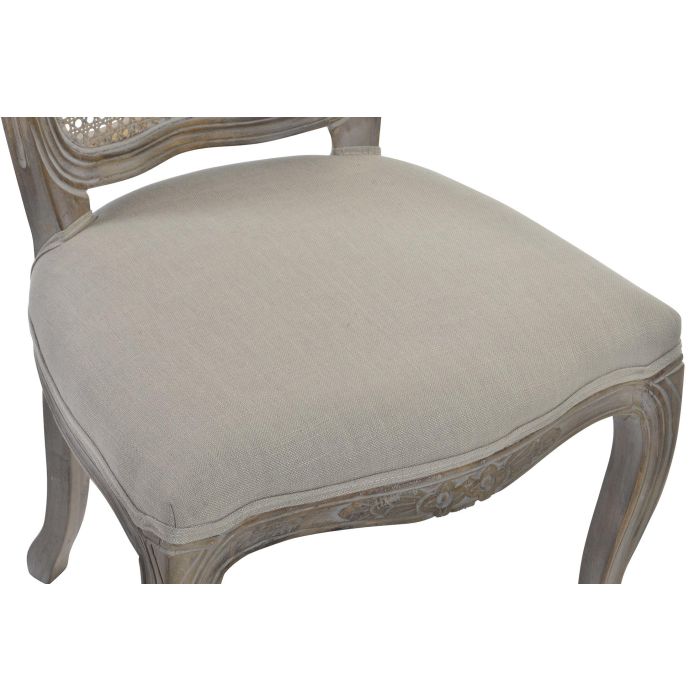 DKD Home Decor Silla Versailles Tradicional Gris Lino Ratan Rubberwood 53 x 49 x 95 cm (2 Unidades) 1