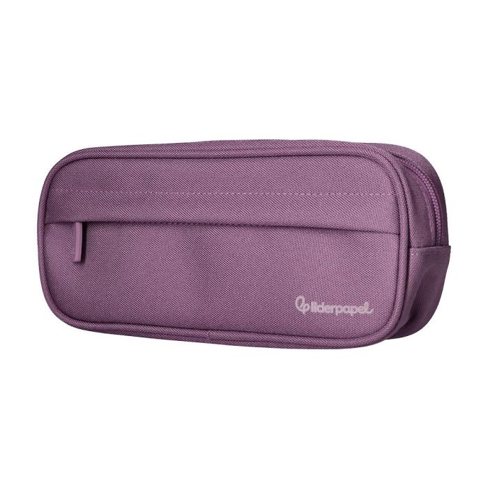 Estuche Portatodo Liderpapel Classic Ovalado 2 Cremalleras Con Bolsillo Delantero 210x90 mm Morado Empolvado 2