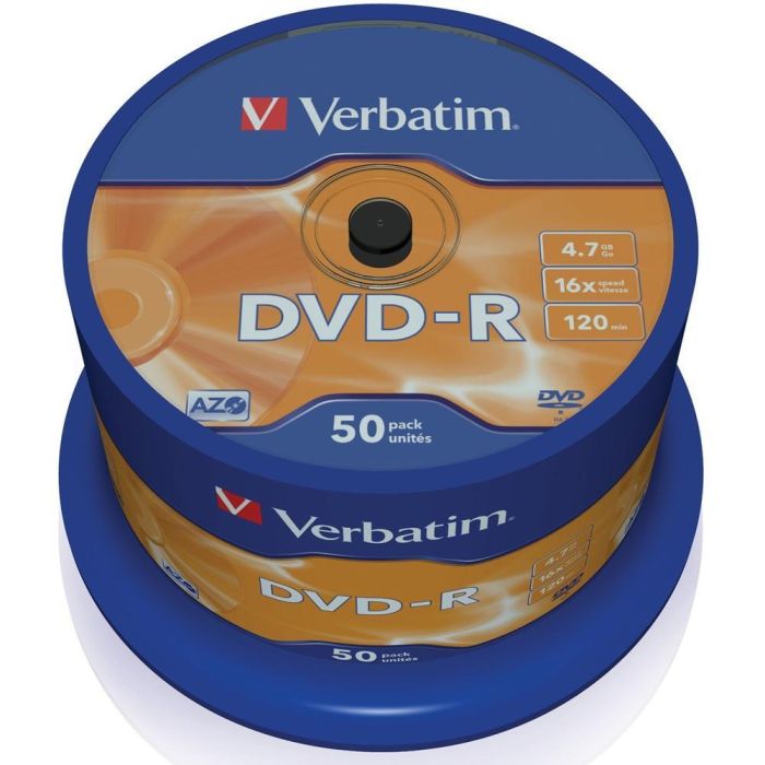 Verbatim DVD-R 4.7GB 16X 50 Unidades Spindle Superficie Matt Silver 0 Verbatim DVD-R 4.7GB 16X 50 Unidades Spindle Superficie Matt Silver 0
