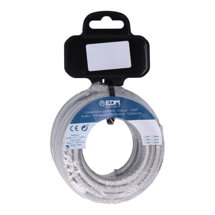 Edm Carrete cable cordón tubular H03VV-F 2x0,75 mm² plata 5 m 1