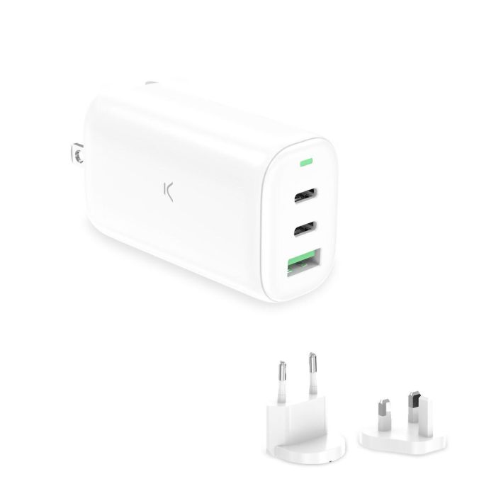 Cargador de Pared KSIX GaN Blanco 65 W Cargador de Pared KSIX GaN Blanco 65 W