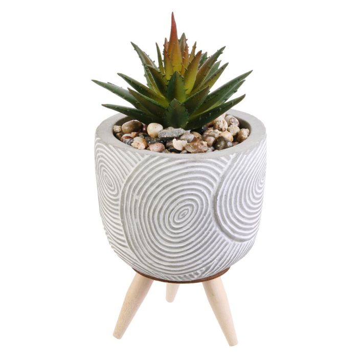 Home Deco Factory Planta Artificial Maceta Cemento D.8cm H.14,5cm 3