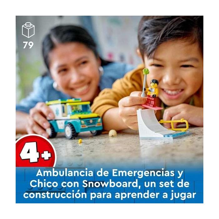 Juego de construccion ambulancia de emergencias y chico con snowboard lego city 3 Juego de construccion ambulancia de emergencias y chico con snowboard lego city 3