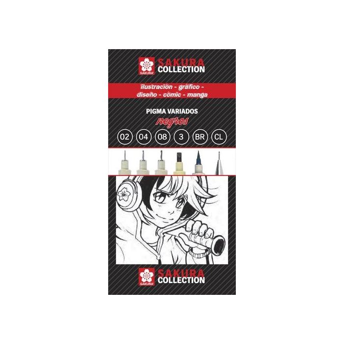 Talens Set de Rotuladores Pigma Variados + Portaminas Negro - Ideal para Manga, Comic e Ilustración