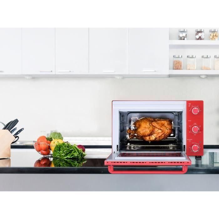 CONTINENTAL EDISON CEMF35R - Mini horno eléctrico 35L rojo - 1500W - Asador, Circulación natural 5