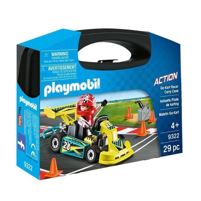 Playmobil 9322 Maleta de Piloto de Karting - Set de Juego de Acción Portátil para Niños con Figura de Piloto y Accesorios de Carreras