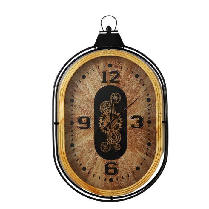 DKD Home Decor Reloj de Pared Loft Hierro y Cristal Natural Negro 92x56 cm Grande Decoración