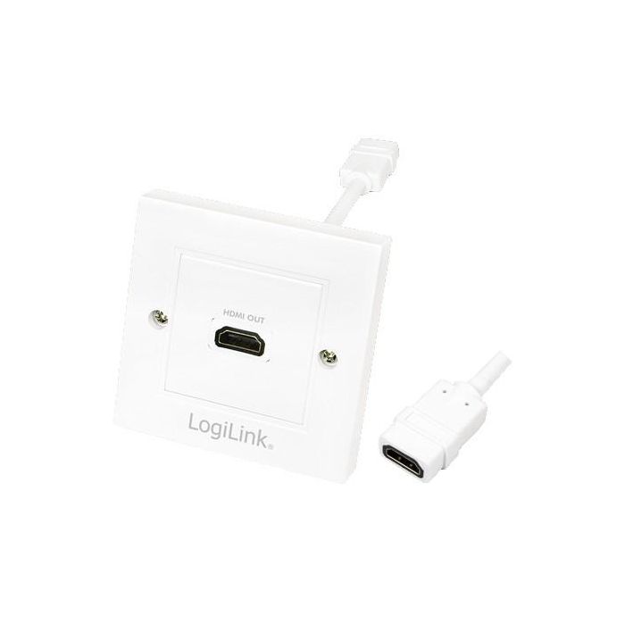 LogiLink Adaptador HDMI Toma de Pared de 1 Puerto Blanco