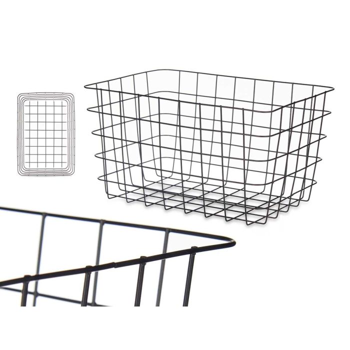 Cesta Metal Negra Rectangular Grd Kinvara 38X20CM (6 Unidades) Cesta Metal Negra Rectangular Grd Kinvara 38X20CM (6 Unidades)