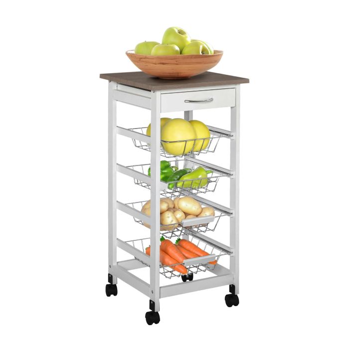 Inde Carrito Verdulero 4 Niveles C/Cajon 38 cm Ancho x 15.5 cm Alto x 76 cm Largo 6