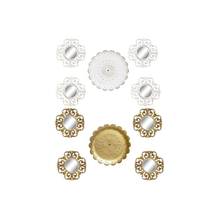 Juego de Espejos DKD Home Decor Cristal Dorado Blanco PP 2 Unidades Moderno Decapé (35 x 2 x 35 cm) Juego de Espejos DKD Home Decor Cristal Dorado Blanco PP 2 Unidades Moderno Decapé (35 x 2 x 35 cm)