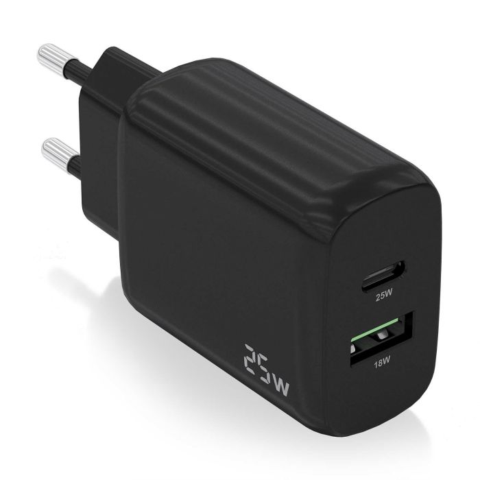 CARGADOR USB PARED AISENS 2PTO USB-C QC3.0 NEGRO
