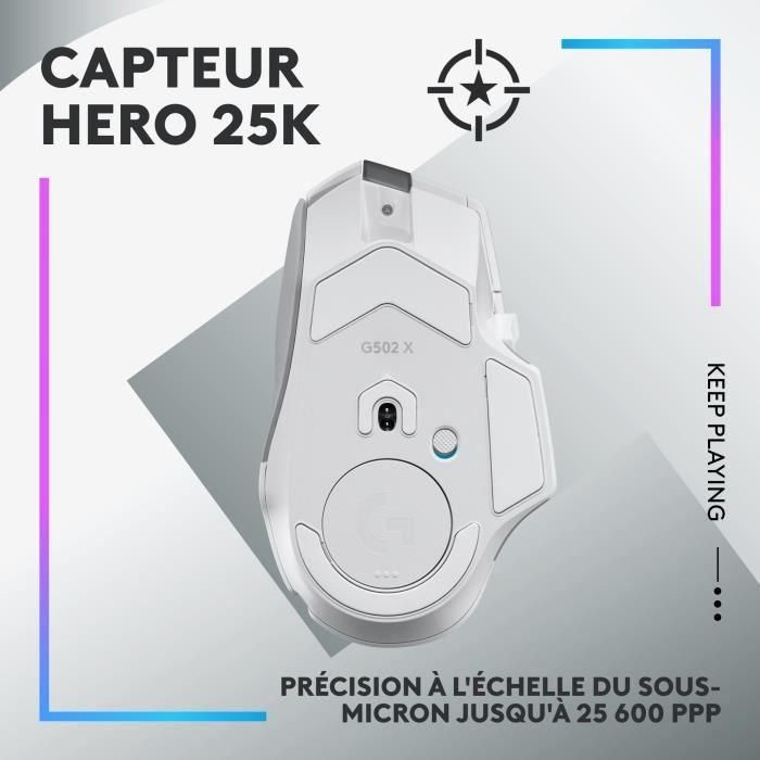 Logitech - G502 X Plus Lightspeed Mouse Gaming RVB Wireless - Lightfor Hybrid Botones, Gaming Hero 25K - Sensor blanco 3 Logitech - G502 X Plus Lightspeed Mouse Gaming RVB Wireless - Lightfor Hybrid Botones, Gaming Hero 25K - Sensor blanco 3