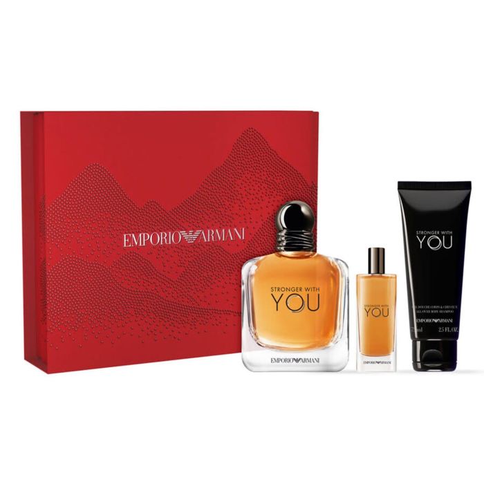 Giorgio Armani Stronger with you eau de toilette 100 ml vaporizador + champú 75 ml + miniatura eau de toilette 15 ml