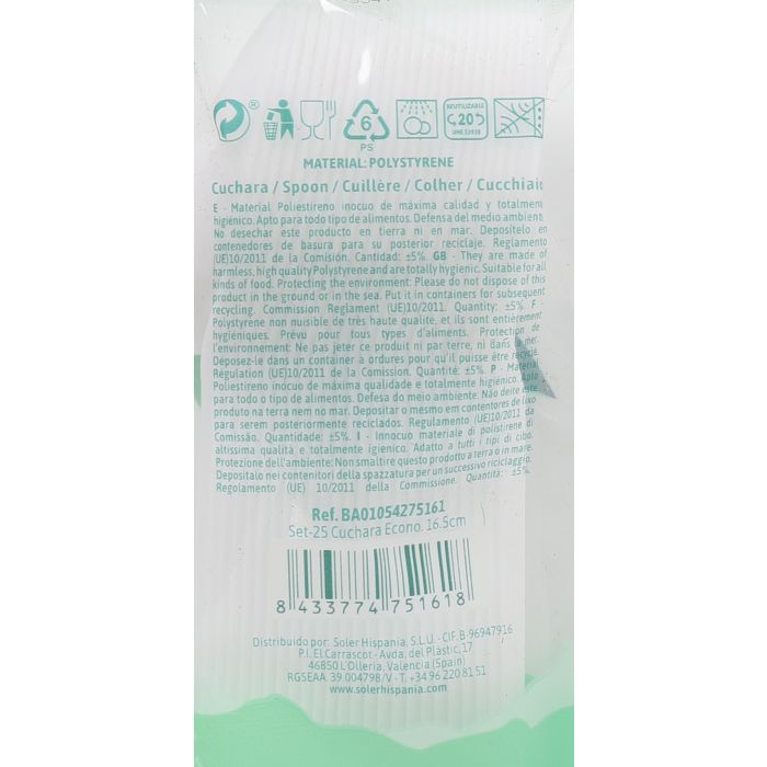 Set de 25 cucharas ecológicas Algon 16.5 cm (36 Cajas) 7 Set de 25 cucharas ecológicas Algon 16.5 cm (36 Cajas) 7