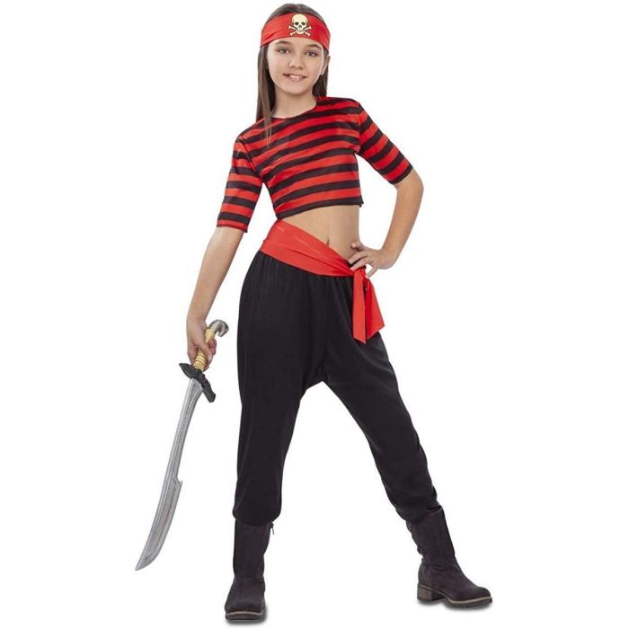 Disfraz pirata pañuelo, top, fajín y pantalones talla 10-12 y 0 Disfraz pirata pañuelo, top, fajín y pantalones talla 10-12 y 0