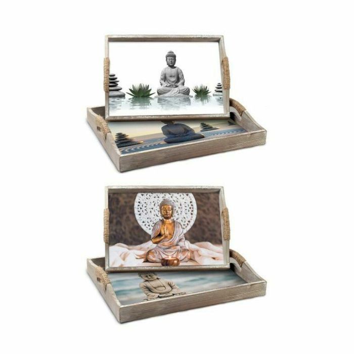 Bandeja Oriental DKD Home Decor Gris Marron 30 x 6 x 40 cm Set de 2 (2 Unidades) Bandeja Oriental DKD Home Decor Gris Marron 30 x 6 x 40 cm Set de 2 (2 Unidades)