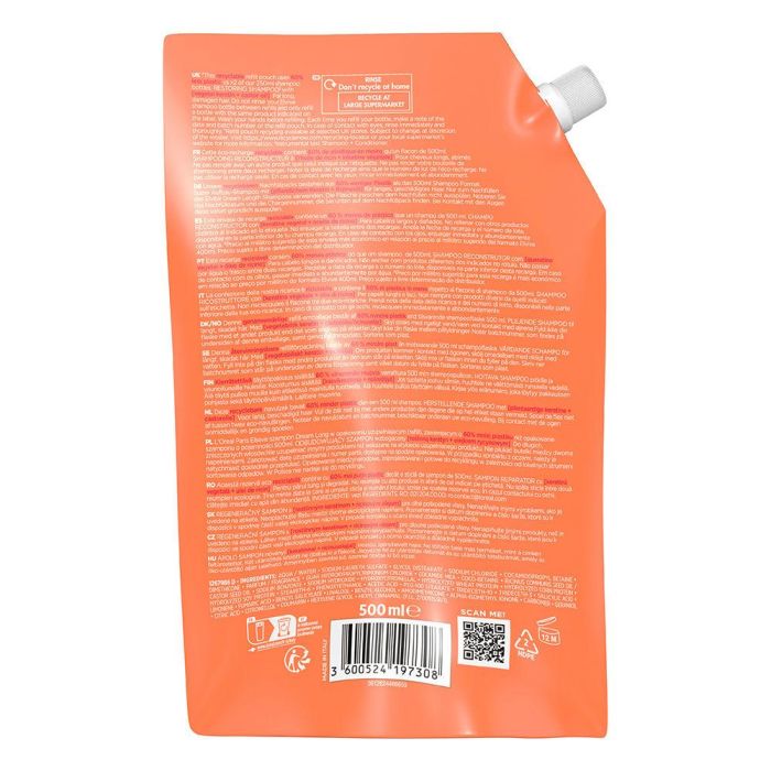 L'Oréal Paris Champú Dream Long Reconstructor Recarga Eco Pack 500 ml - Antirrotura, Hidratante, Cabello Largo y Saludable