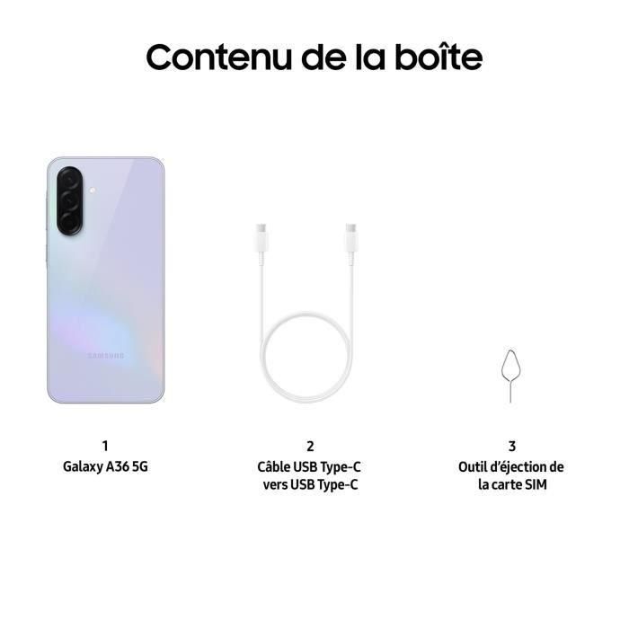 Teléfono inteligente Samsung Galaxy A36 6.7 5G Nano SIM 128 GB Lavanda 4 Teléfono inteligente Samsung Galaxy A36 6.7 5G Nano SIM 128 GB Lavanda 4