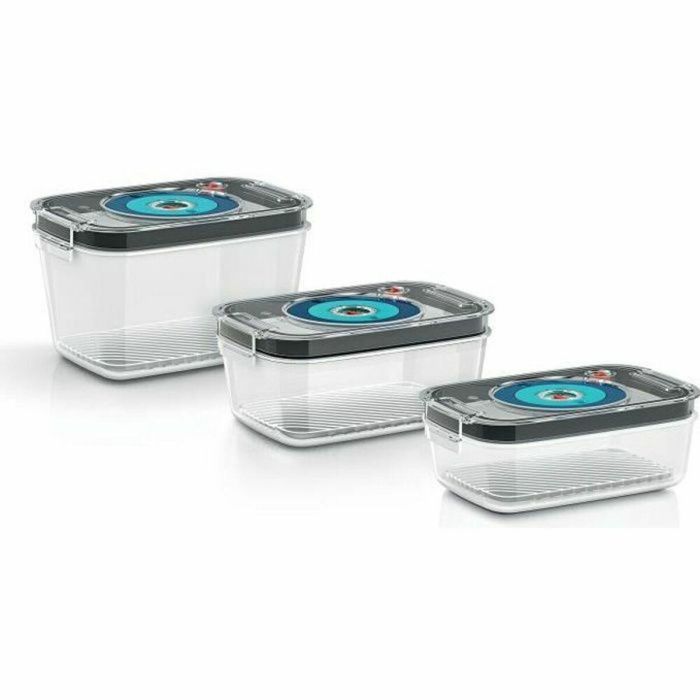 Bosch 3 Cajas de Almacenamiento al Vacío Herméticas Tritan con Bandeja de Goteo e Indicador de Día/Mes y Vacío - 0.7L, 1.0L, 1.5L 0 Bosch 3 Cajas de Almacenamiento al Vacío Herméticas Tritan con Bandeja de Goteo e Indicador de Día/Mes y Vacío - 0.7L, 1.0L, 1.5L 0