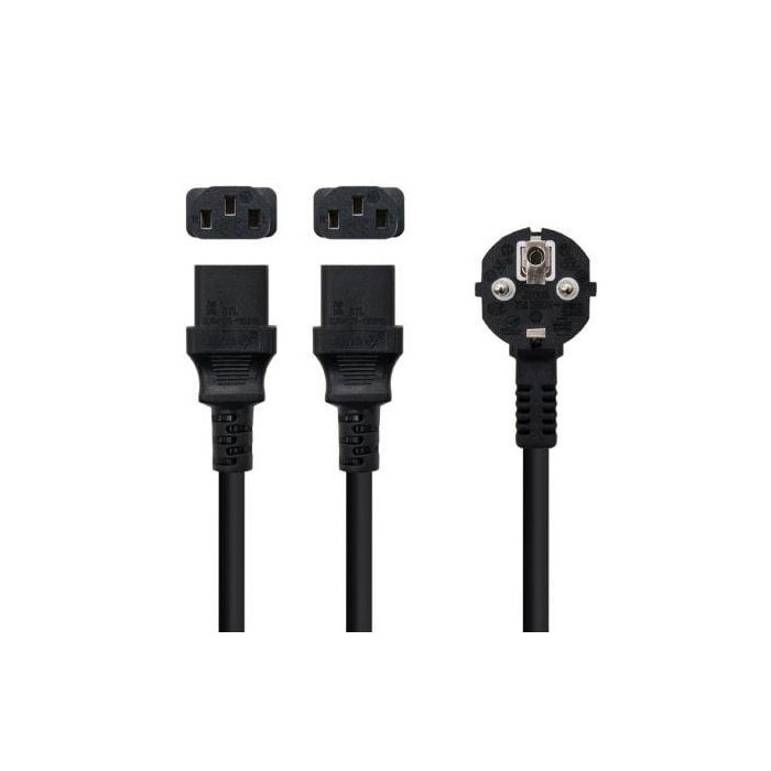 NANOCABLE CABLE ALIMENTACION CEE7/M - 2XC13/H, 1.8 M 1