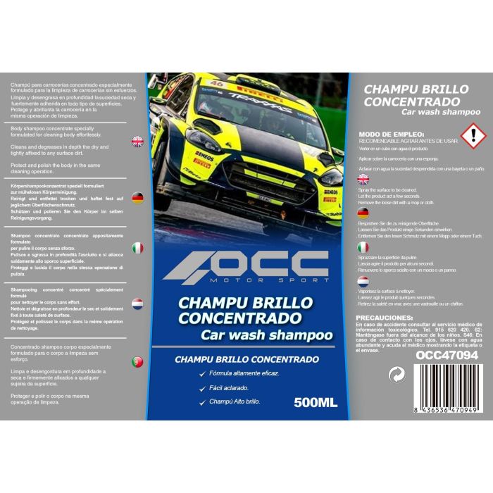Occ Motorsport Champú para Coche 500 mL OCC47094 pH Neutro para Carrocerías 1