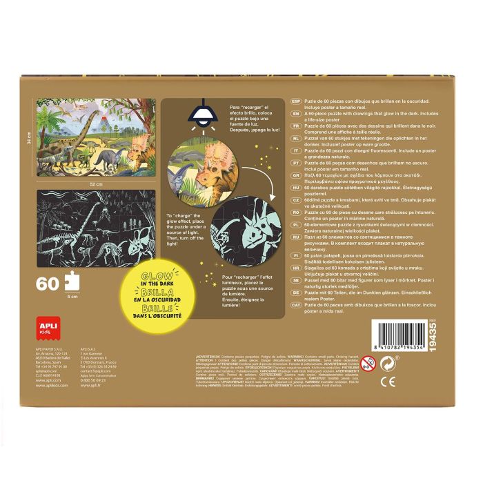 APLI KIDS Puzzle 60 Piezas Dinosaurios Brilla En La Oscuridad R.19435 3