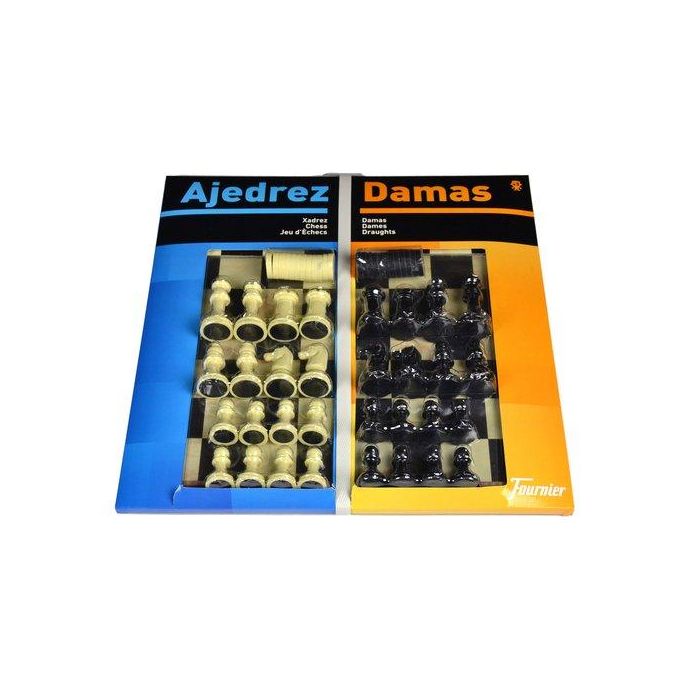 Fournier Ajedrez con Damas - Tablero Grande de 40x40 cm - Juego de Mesa Completo