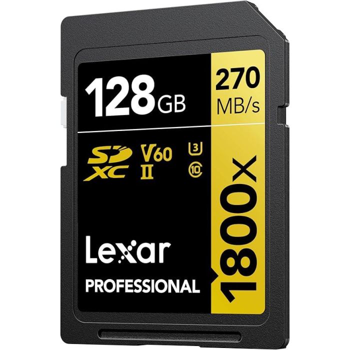 Lexar 128Gb Professional 1800X Sdxc Uhs-Ii Cards, Up To 280Mb/S Read 210Mb/S Write C10 V60 U3 3