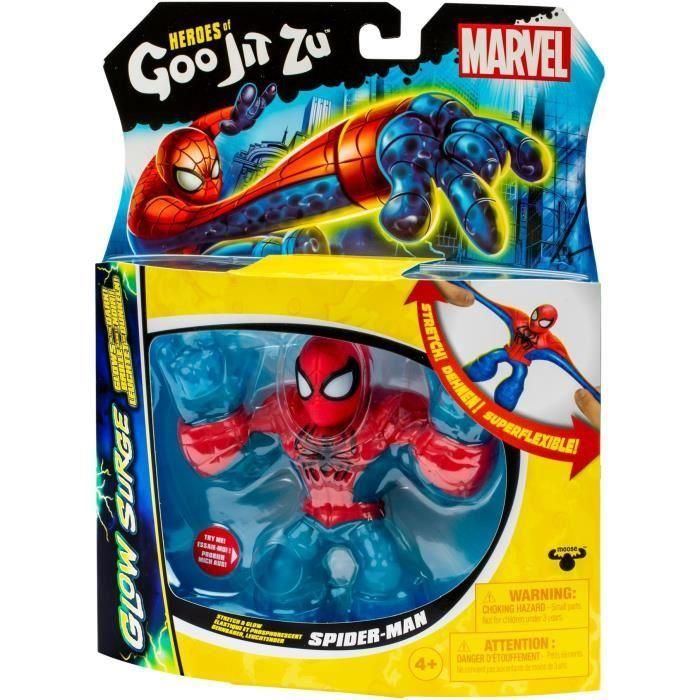 Heroes Of Goo Jit Zu HER0630996427132 Marvel Spiderman Figura de Acción Glow Surge Extensible y Luminosa de 11cm 3