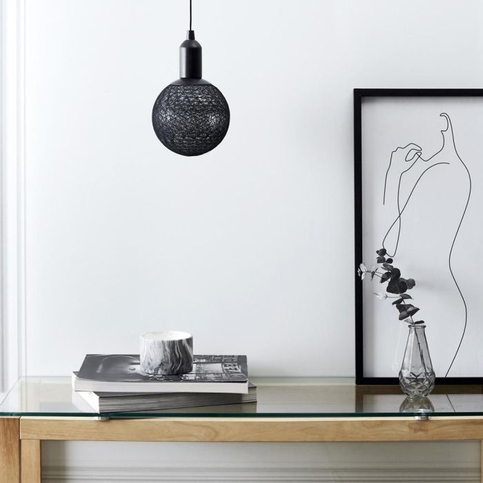 Home Deco Factory Bola Led Colgar Negro Diámetro 15 cm con Cable 1,15 m 3