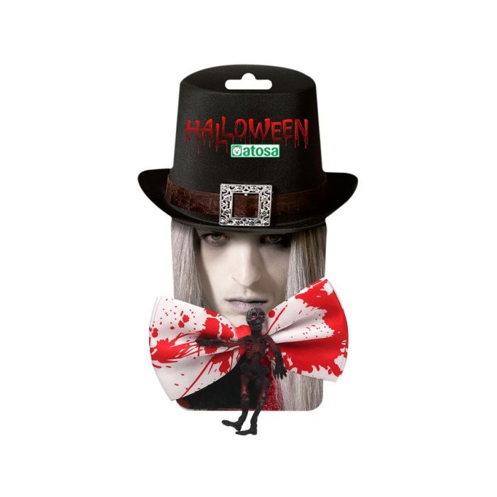 Pajarita Blanca Con Calavera Y Manchas De Sangre Para Hombre Accesorio Temático Disfraz 1