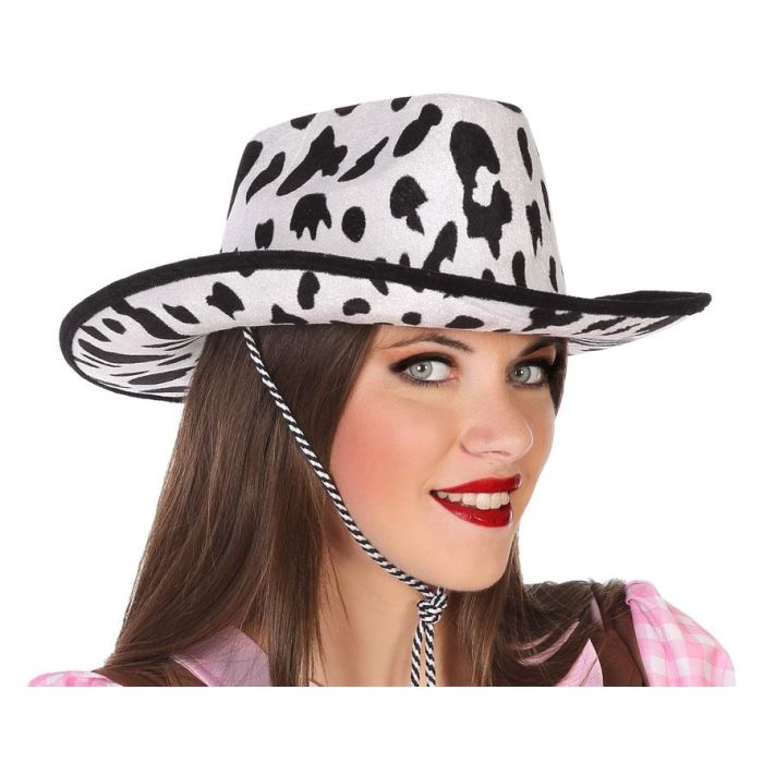 Sombrero Oeste Vaca Blanco Negro Mujer Adulto Sombrero Oeste Vaca Blanco Negro Mujer Adulto