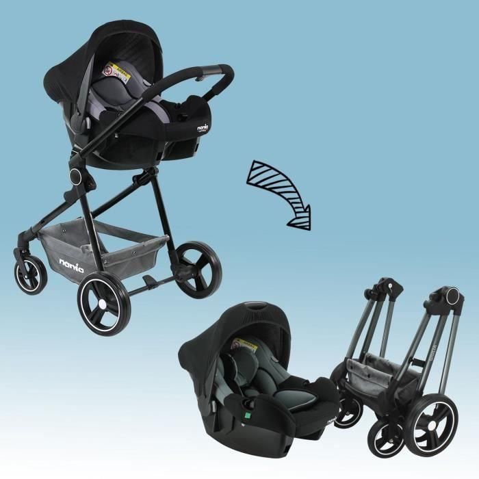 NANIA GIULIA Silla de paseo combinada 3 en 1 + Silla de auto BEONE EVO R129 40-85 cm - Capazo de 0 a 6 meses 4