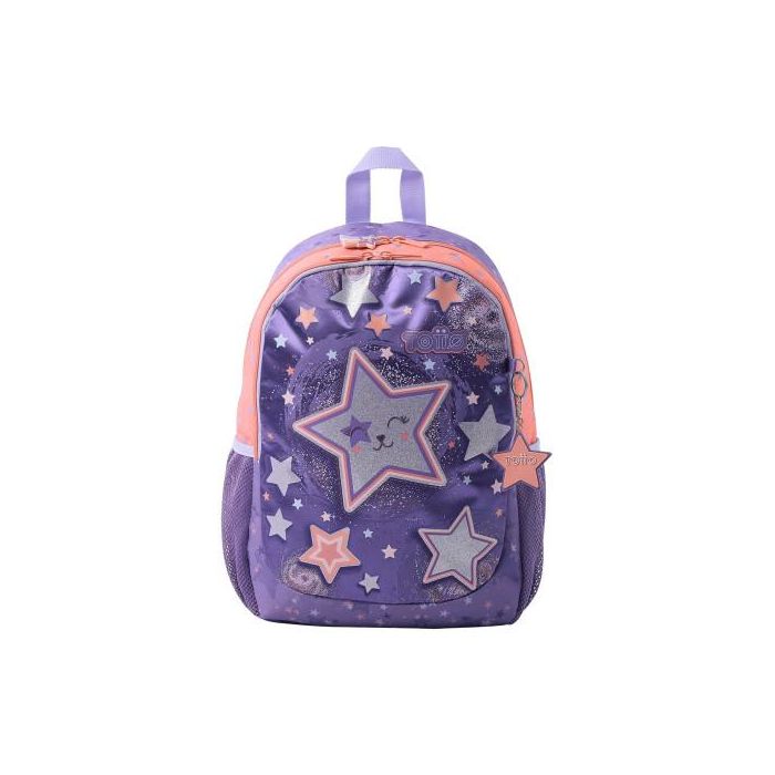 Totto MOCHILA MORRAL STAR CAT M para niña MJ04STC002-2410-4Q8M - Poliéster, estampado satín, detalles metálicos, bolsillos laterales, llavero con sonido Totto MOCHILA MORRAL STAR CAT M para niña MJ04STC002-2410-4Q8M - Poliéster, estampado satín, detalles metálicos, bolsillos laterales, llavero con sonido