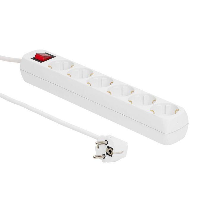 MicroConnect Regleta Schuko de 6 salidas, 5M, Blanca con interruptor ON/OFF y protección infantil. Enchufe de calidad CE RoHS.