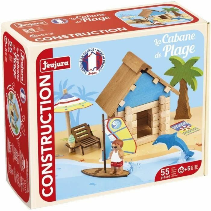 Jeujura JEU3225280802909 The Beach Hut Juego de Construcción en Madera Natural 55 Piezas con Colchoneta y Accesorios 0 Jeujura JEU3225280802909 The Beach Hut Juego de Construcción en Madera Natural 55 Piezas con Colchoneta y Accesorios 0