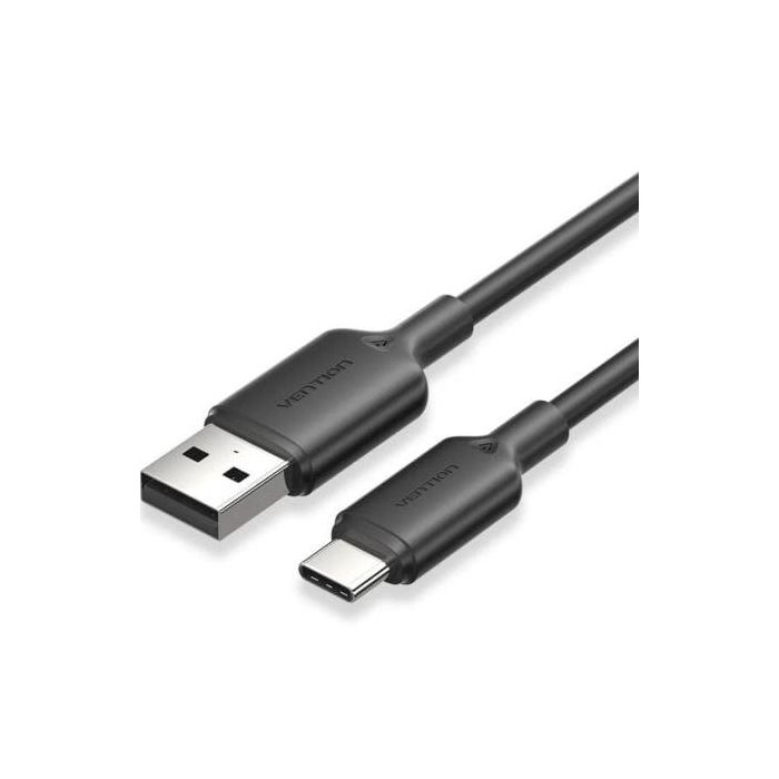 Cable USB 2.0 Tipo-C Vention CTQBH/ USB Tipo-C Macho - USB Macho/ Hasta 60W/ 480Mbps/ 2m/ Negro