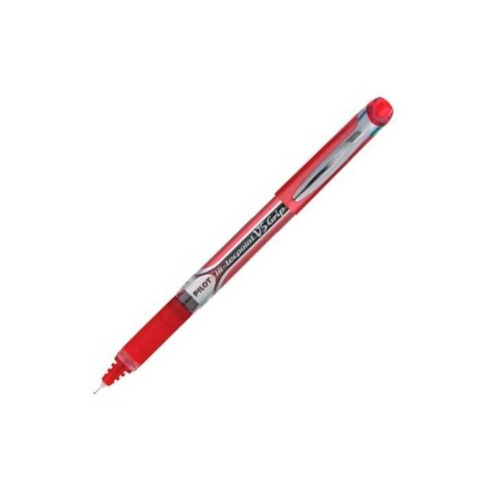 Pilot V-5 grip Hi-Tecpoint Roller Tinta Líquida Rojo 0,5mm Punta Aguja Visor Tinta (Pack 12 Unidades) (12 Unidades)