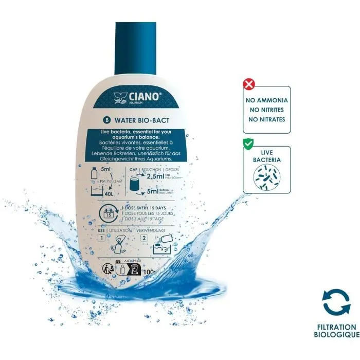 Ciano CIA5607390560791 Tratamiento para acuarios Pack 3 x 100 ml para el cuidado del agua - Agua cristalina, peces sanos, mantenimiento rápido 5 Ciano CIA5607390560791 Tratamiento para acuarios Pack 3 x 100 ml para el cuidado del agua - Agua cristalina, peces sanos, mantenimiento rápido 5