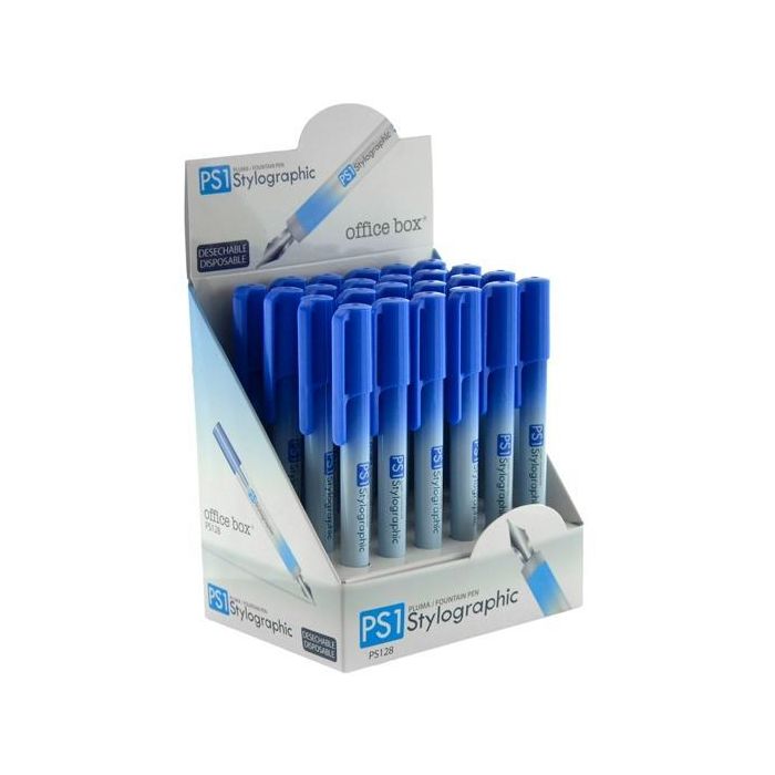 Office Box Pluma Estilográfica Ps1 Desechable Tinta Azul Expositor 24 Ud